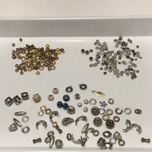 50% OFF if Bundled / Assorted Silver & Gold Metal Spacer Beads & Charms 165 gm